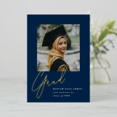 Big Script-Afstudeerder Folie Uitnodiging (Staand Voorkant)