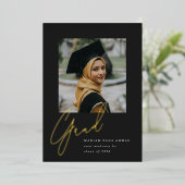 Big Script-Afstudeerder Folie Uitnodiging (Staand Voorkant)
