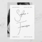 Big Script Bruid & Bruidegom Namen Minimalistische Save The Date (Voorkant / Achterkant)