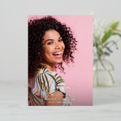 Big Script Name Photo Afstudeerder Party - vertica Folie Uitnodiging (Staand Voorkant)