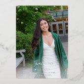 Big Script Name Photo Afstudeerder Party Vertical Folie Uitnodiging (Voorkant)