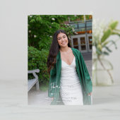 Big Script Name Photo Afstudeerder Party Vertical Folie Uitnodiging (Staand Voorkant)