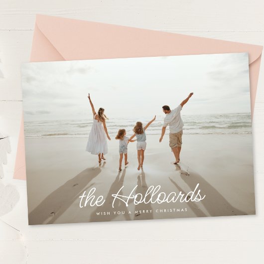 Big Script Uw aangepaste naam Christmas 5 Photo Feestdagenkaart