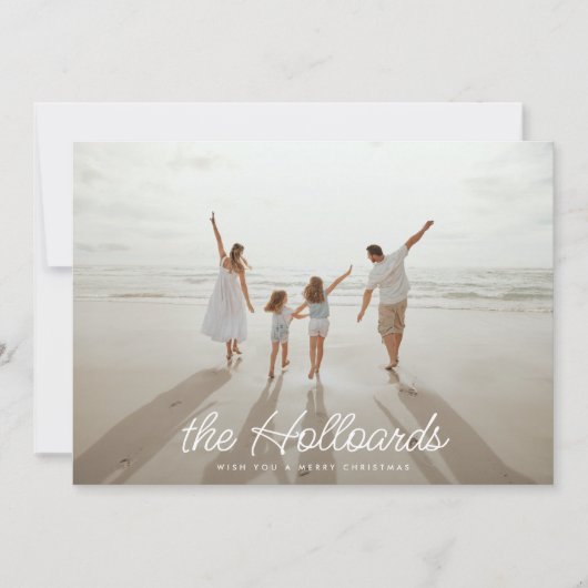 Big Script Uw aangepaste naam | Kerstfoto Feestdagenkaart (Voorkant)