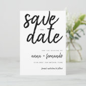 Big Script Zwart-wit bruiloft Save the Date Kaart (Staand voorkant)