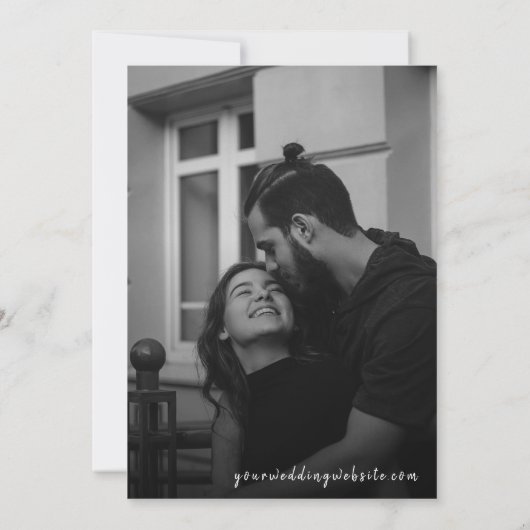 Big Script Zwart-wit bruiloft Save the Date Kaart (Achterkant)