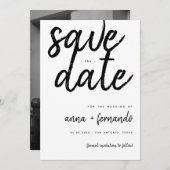 Big Script Zwart-wit bruiloft Save the Date Kaart (Voorkant / Achterkant)