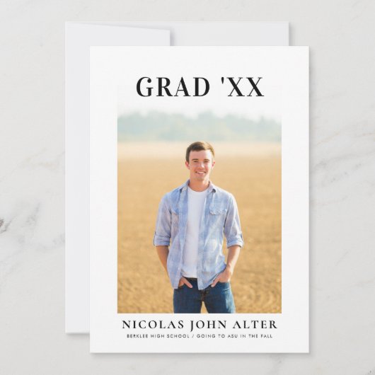 Big Serif Afstuderen Uitnodiging (Voorkant)