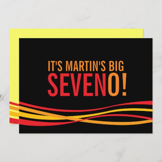 Big SevenO! Eenvoudige lintverjaardagsuitnodiging Kaart (Voorkant / Achterkant)