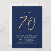 Big Seventy | Goud & Navy Blue 70e verjaardagsfees Kaart (Voorkant)