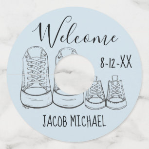 Big Shoes Baby Shower Baptism Christening Wijnglaslabel