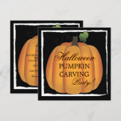 Big Sinaasappel Halloween Pumpkin Carving Party Kaart (Voorkant / Achterkant)