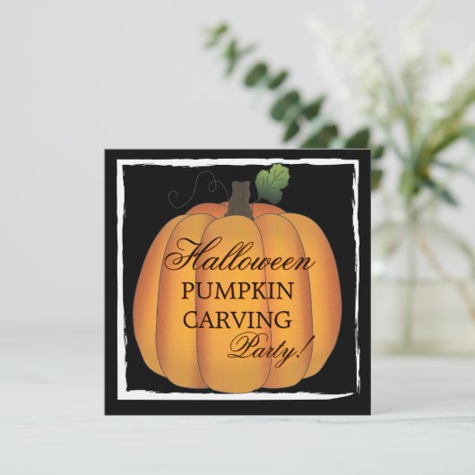 Big Sinaasappel Halloween Pumpkin Carving Party Kaart (Staand voorkant)