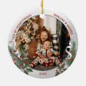 Big Sis 1e Kerstmis Classic Silver Plant Lijst Keramisch Ornament (Achterkant)