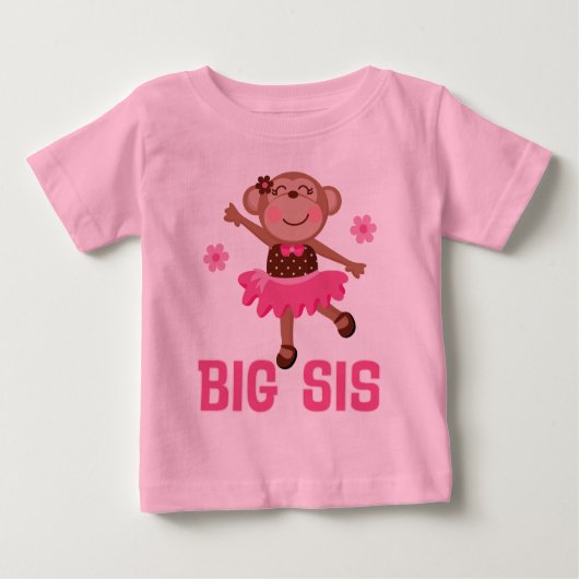 Big Sis Ballerina Monkeys Girls Ruffle T-shirt (Voorkant)
