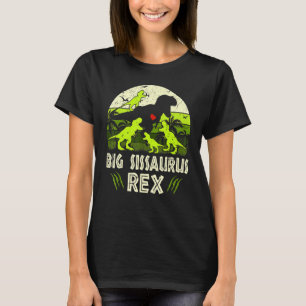 Big Sis Dinosaur T Rex Big Sissaurus 4 Kinder fami T-shirt