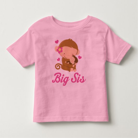 Big Sis Girl Monkeys Cute Ruffle T-shirt (Voorkant)
