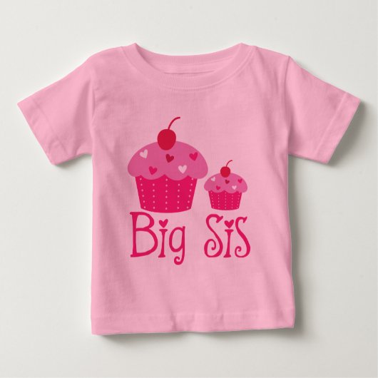 Big Sis Girls Cupcake Cute Ruffle T-shirt (Voorkant)