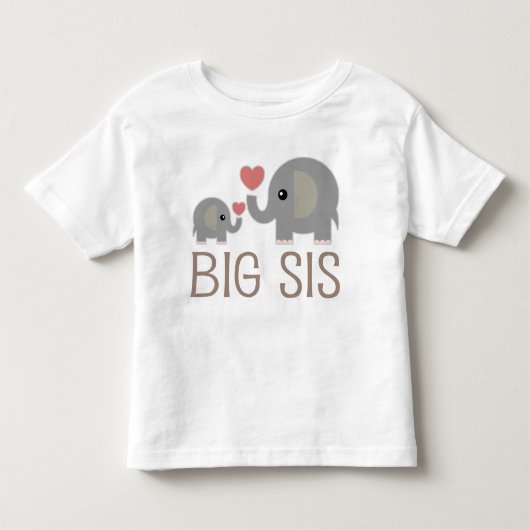 Big Sis Girls Cute Elephants Ruffle T-shirt (Voorkant)