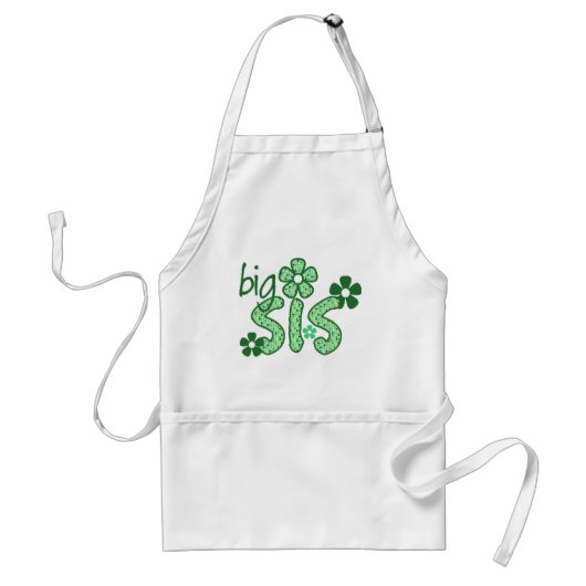 Big Sis Green Flowers Standaard Schort (Voorkant)