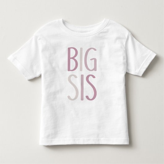 Big Sis Pink & Beige Text Sibling Girls Sister Kinder Shirts (Voorkant)