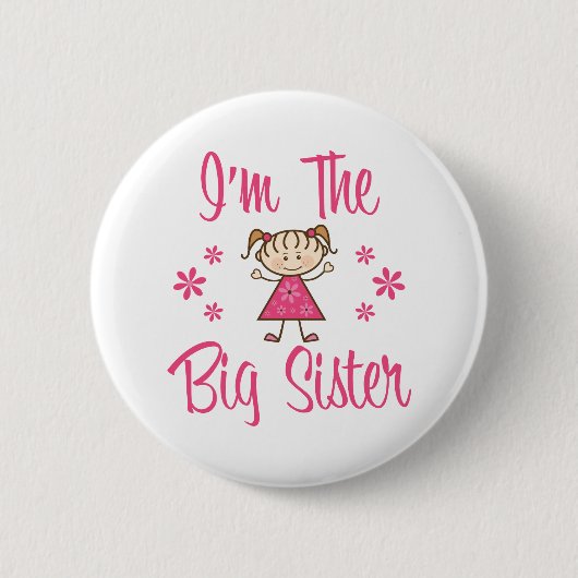 Big Sis Pink Girl Ronde Button 5,7 Cm (Voorkant)