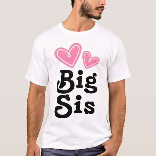 Big Sis Pink Heart Tee Shirt (Voorkant)