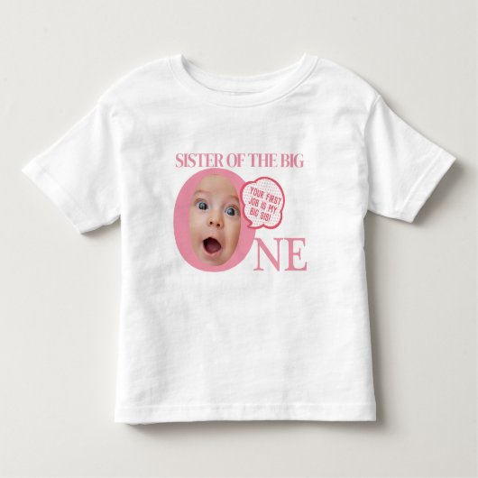 BIG SIS T voor 1e verjaardagsfeestje | ROZE Kinder Shirts (Voorkant)