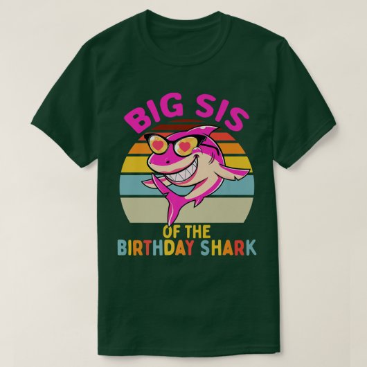 Big Sis van de Shark Birthday Zuster Matching Fami T-shirt (Design voorkant)