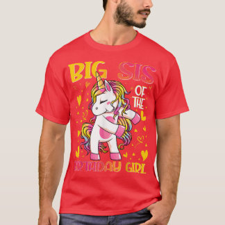 Big Sis van het Birthday Girl Flossing Unicorn Big T-shirt