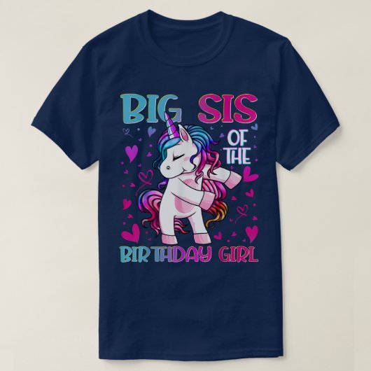 Big Sis van het Birthday Girl Flossing Unicorn Big T-shirt (Design voorkant)