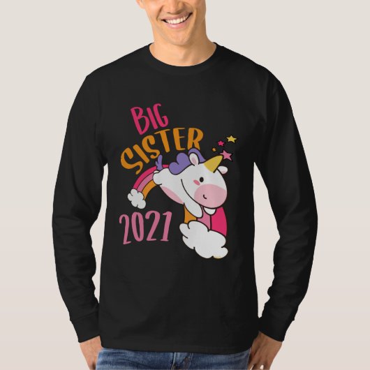 Big Sister 2021 Unicorn Rainbow  Sisters Unicorns T-shirt (Voorkant)