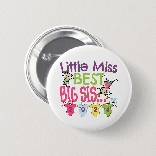 Big Sister 2024 - Little Miss Best Big Sis Ronde Button 5,7 Cm (Voorkant /achterkant)