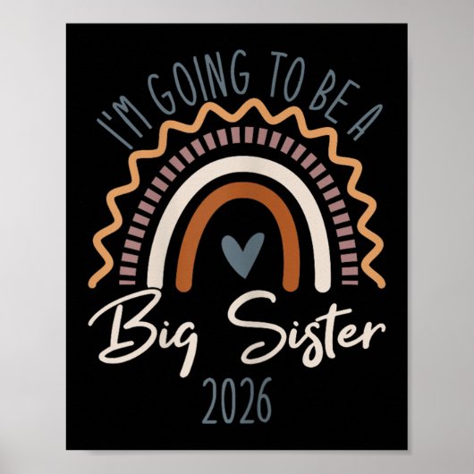 Big Sister 2026 Girls Rainbow Big Sis Sibling Poster (Voorkant)