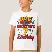 Big Sister 7th Birthday Cute Rainbow Fun 7 Year  T-shirt (Voorkant)