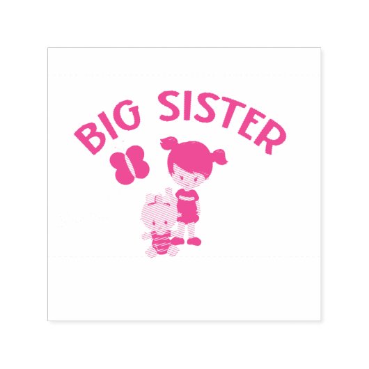 Big Sister aan New Baby Sister Zelfinktende Stempel (Design)
