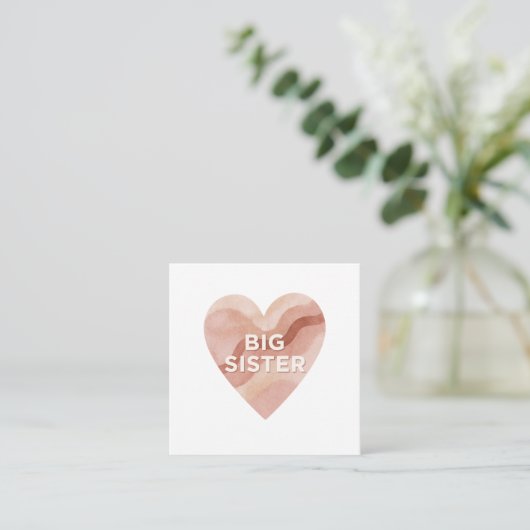 Big Sister Abstract Heart Enclosure Card  Informatiekaartje (Staand voorkant)