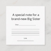 Big Sister Abstract Heart Enclosure Card  Informatiekaartje (Achterkant)