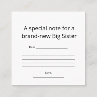Big Sister Abstract Heart Enclosure Card  Informatiekaartje