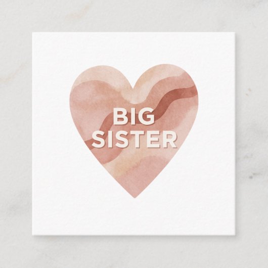 Big Sister Abstract Heart Enclosure Card  Informatiekaartje (Voorkant)