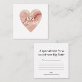 Big Sister Abstract Heart Enclosure Card  Informatiekaartje (Voorkant / Achterkant)