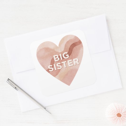 Big Sister Abstract Heart Sticker – Sibling Gift (Envelop)