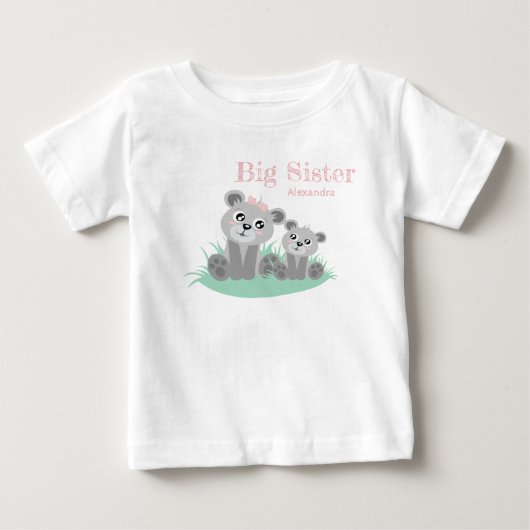 Big sister adjustable name with cute bear (Voorkant)