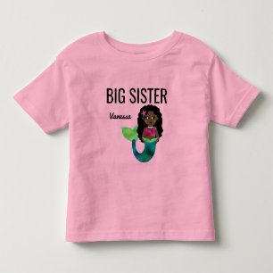 Big Sister African American Mermaid Faux Foil Girl Kinder Shirts