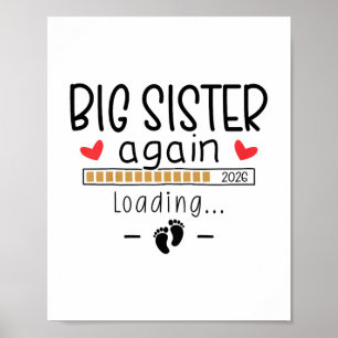 Big Sister Again 2026 Baby 3 Zwangerschapsaankondi Poster