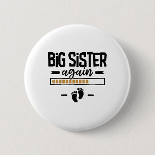 Big Sister Again - 3e Baby zwangerschapsaankondigi Ronde Button 5,7 Cm