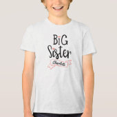 Big Sister Baby Aankondiging Naam & Monogram Tri-Blend Shirt (Voorkant)