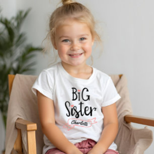 Big Sister Baby Aankondiging Naam & Monogram Tri-Blend Shirt