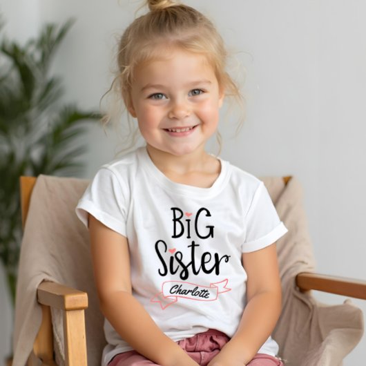 Big Sister Baby Aankondiging Naam & Monogram Tri-Blend Shirt