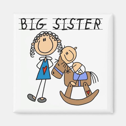 Big Sister Baby Brother T-shirts en cadeautjes Magneet (Voorkant)
